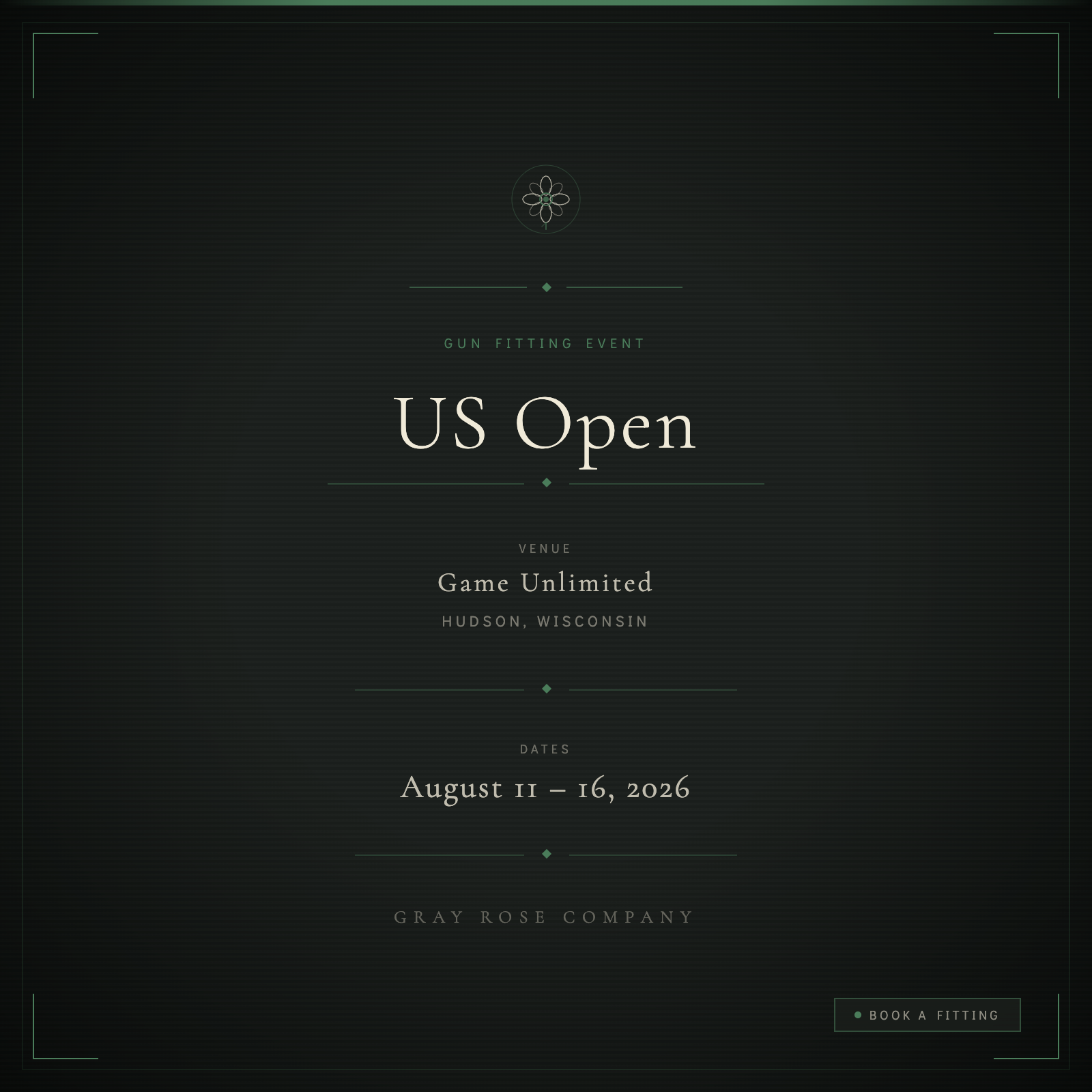 US Open | Game Unlimited | Hudson, WI August 11–16, 2026